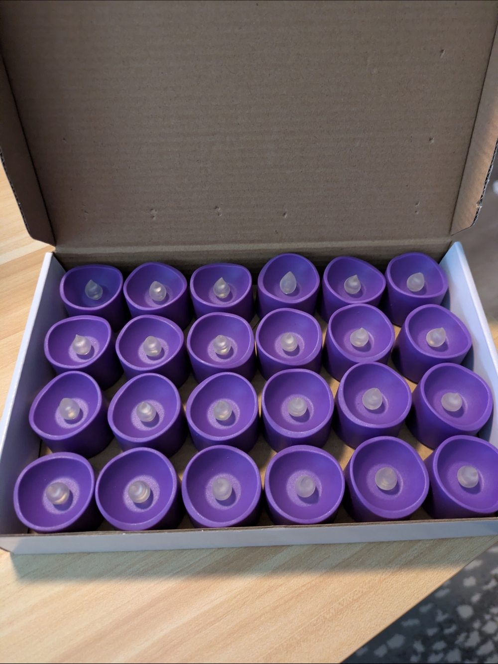 Set of 24 Purple LED Tea Lights - Battery Operated